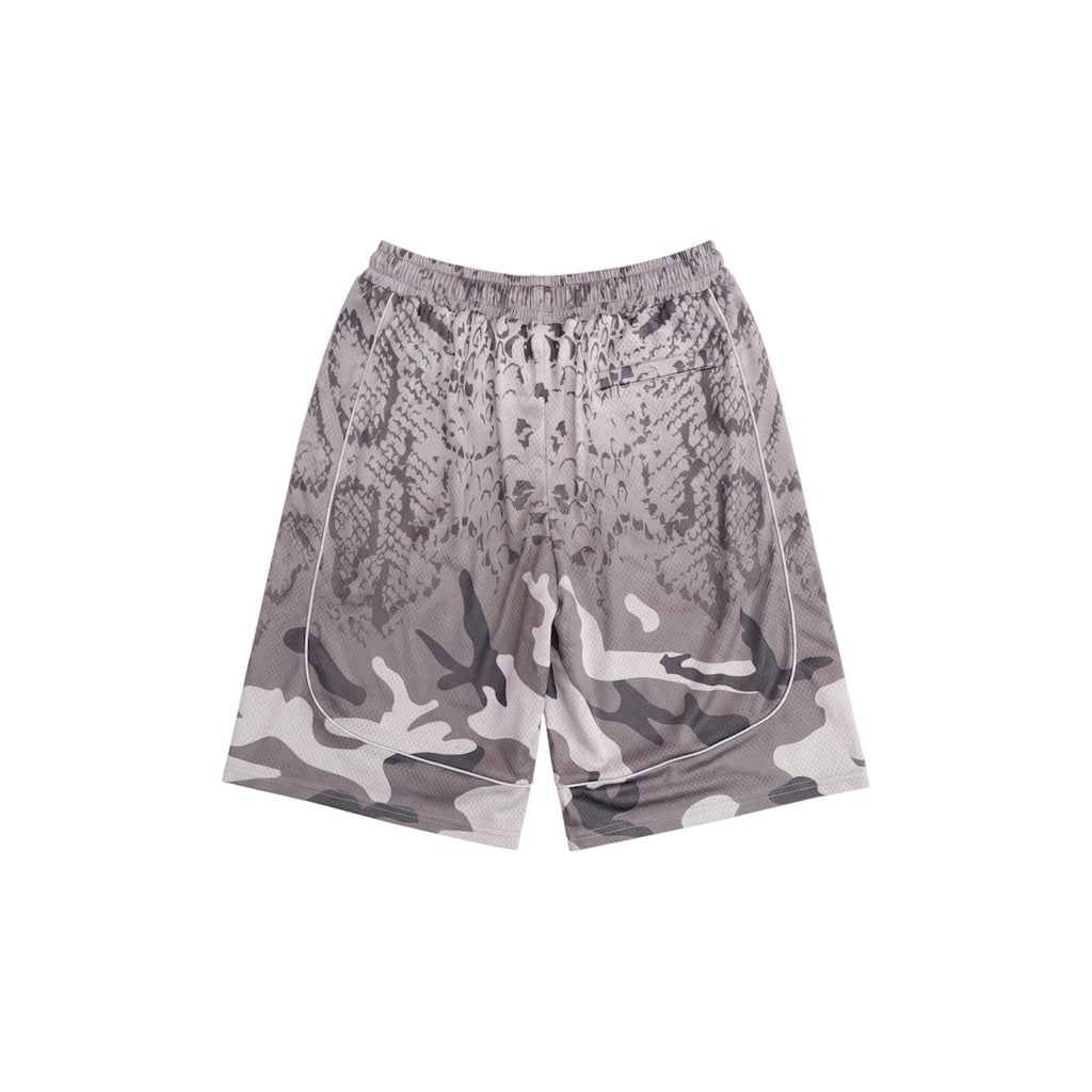 SNAKESKIN CAMO BASKET SHORTS