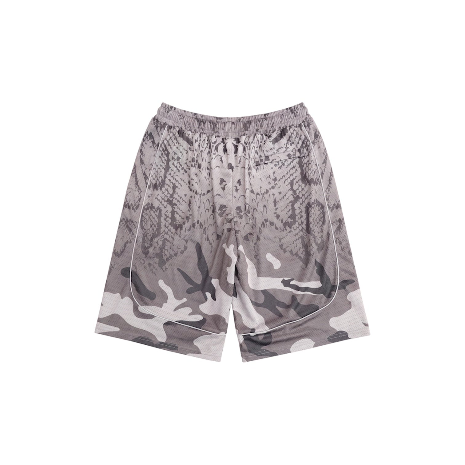 SNAKESKIN CAMO BASKET SHORTS