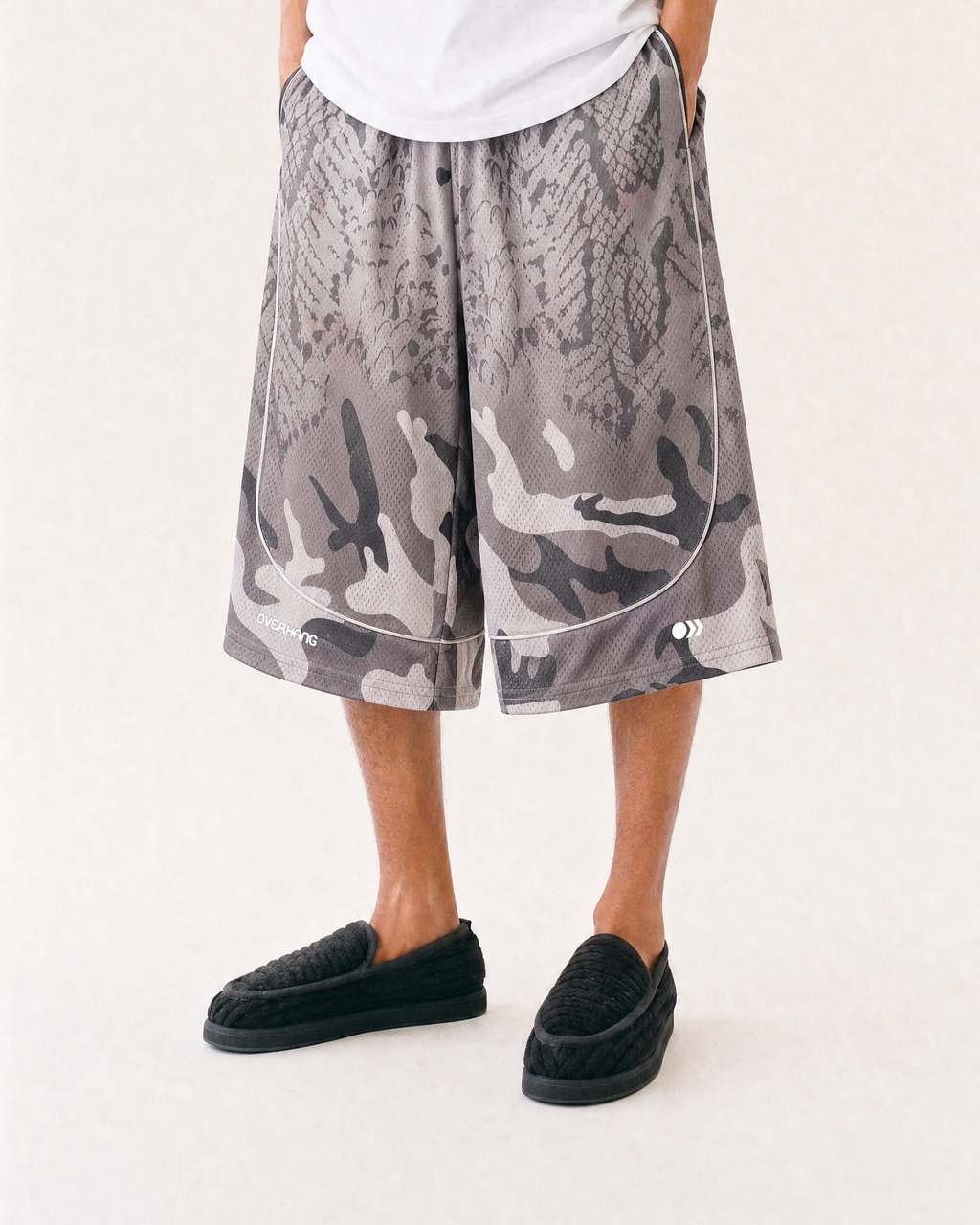 SNAKESKIN CAMO BASKET SHORTS
